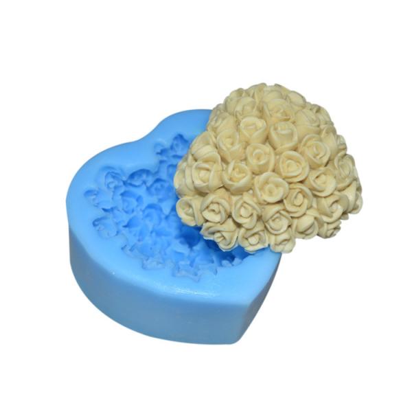 Molde de cozimento do silicone de Rosa 3d do coração do bolo do fundente dos utensílios do silicone do produto comestível