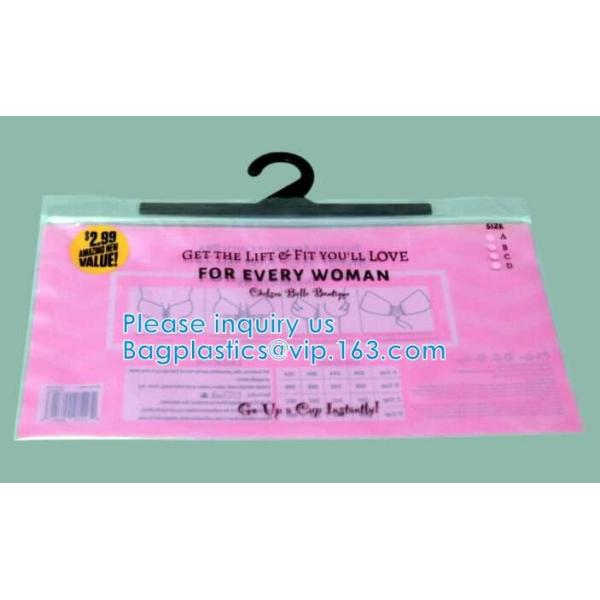 Swimwear Packaging Pouch With K Top, Gusset Bag Bikini Zipper Packaging Bags, Hanger Hook Underwear