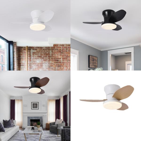 Ventilador de techo para dormitorio y sala de estar de 35 pulgadas con luz, para techo bajo