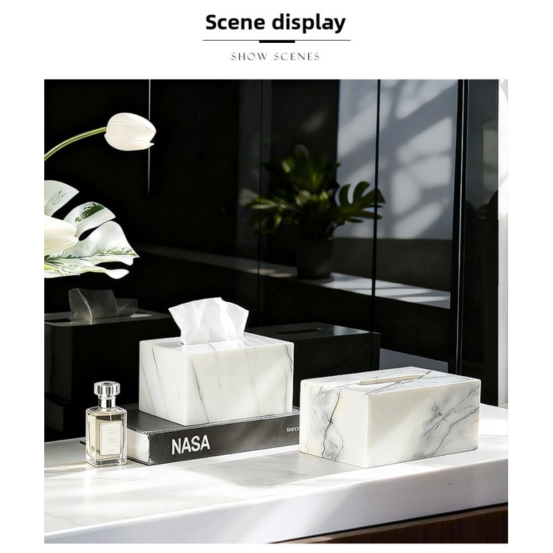 Wholesale Luxury Modern Marble Tissue Paper Storage Box for Living Room Dining Tables Desktop