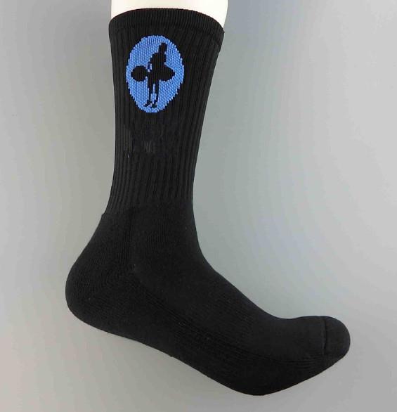 Jacquard Logo Mens Black Sports Socks Standard Thickness Custom Sport Socks Canada
