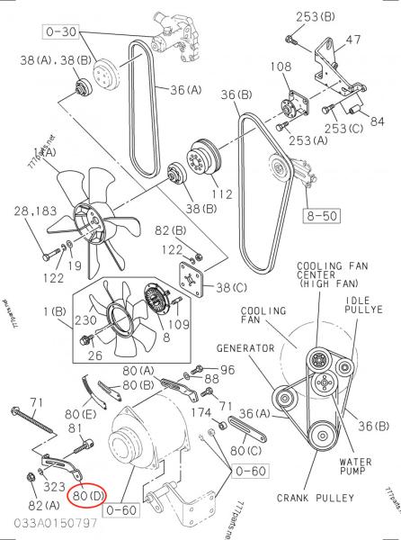 ZX70 4JG1 Generator Adjusting Plate , Isuzu Genuine Accessories 8-97184264-0