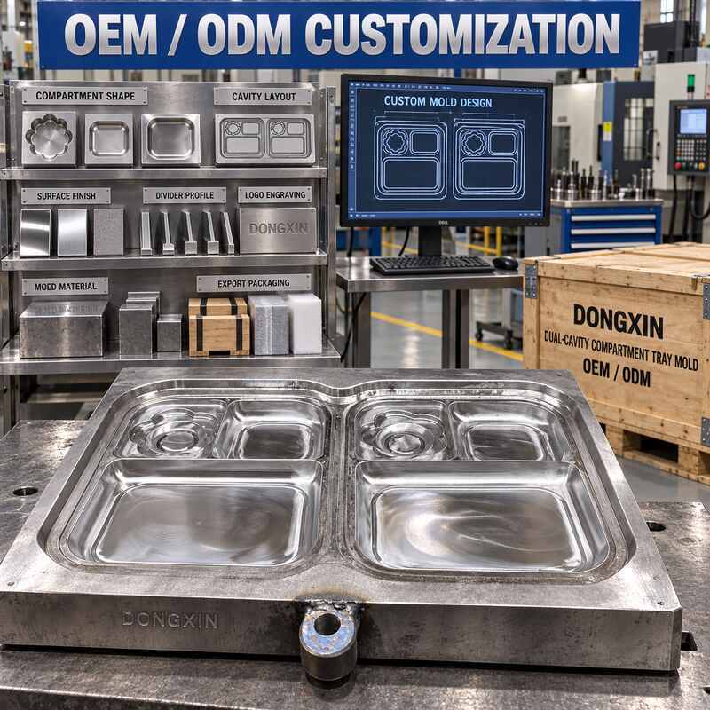 Two-Cavity Melamine Compartment Tray Mold for Compression Molding with Customized Layout and P20 / 718 Steel Construction