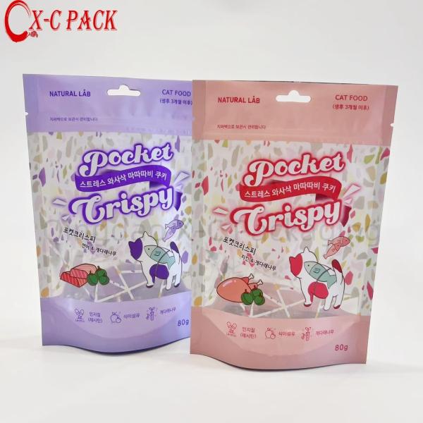 Bolsa de plástico impresa a medida 100g 150g 250g Bolsa de pie Mylar Reutilizable Bolsa de embalaje de alimentos para perros y mascotas