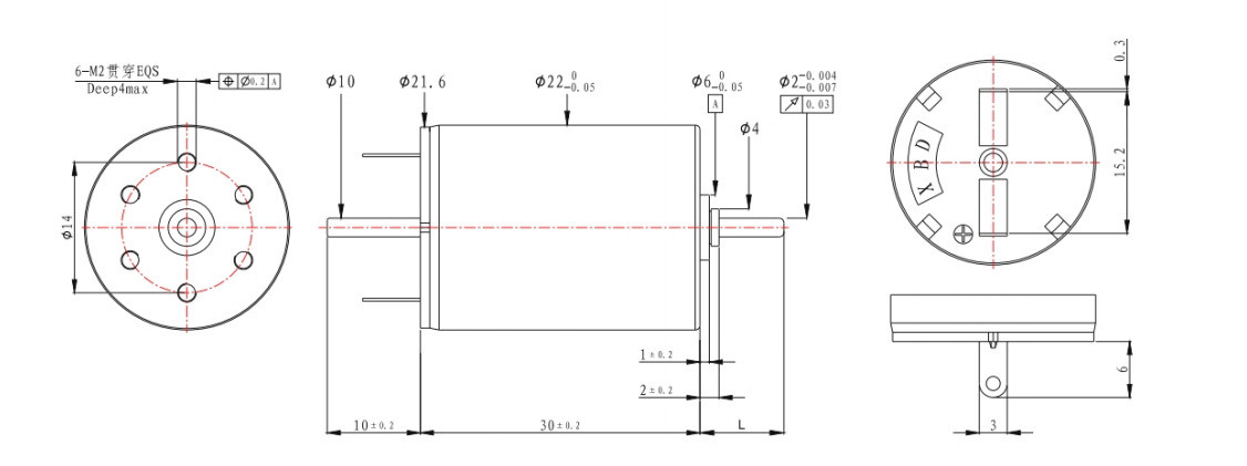 Медицинская служба 0.88A Coreless почистила диаметр щеткой мотора 6V 12V 4.2W 22mm