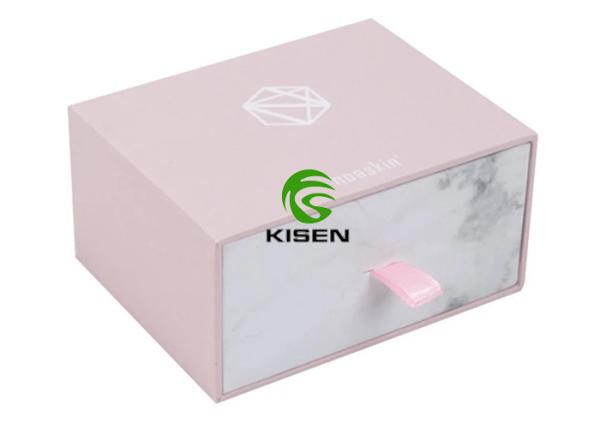 High End Exquisite Cardboard Jewelry Gift Boxes Biodegradable Light Pink Color