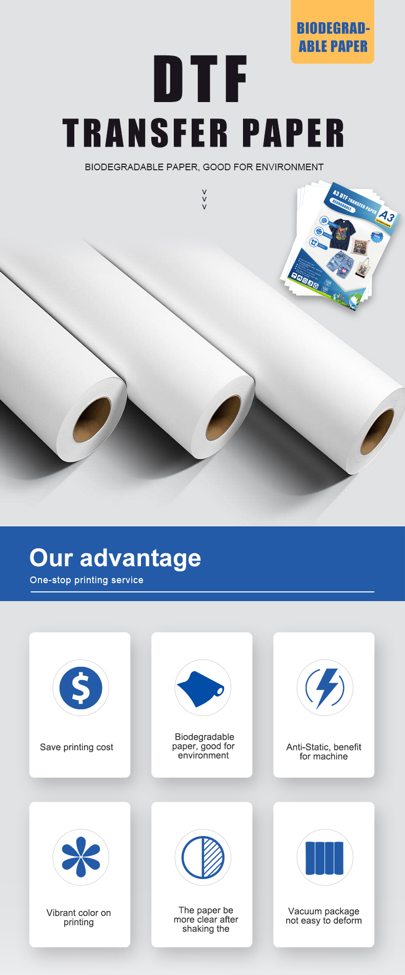 Fcolor New A3+ A3 Heat Transfer Paper DTF Paper for Printing T-shirt DTF Printer