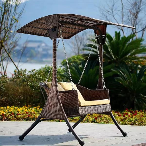 Mobiliário confortável para o exterior 3 lugares Cadeira balançante com dossel jardim Patio cadeira suspensa