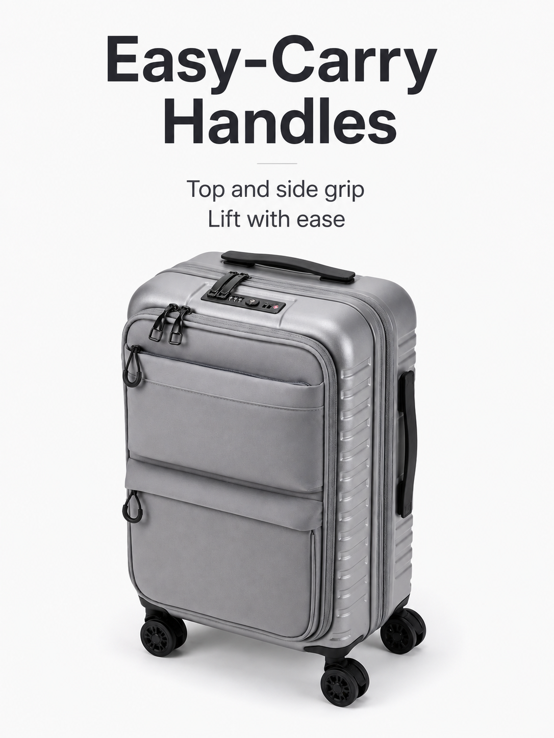 Expandable Front Opening Hard Soft Shell Carry On Luggage