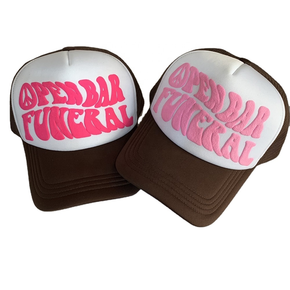 Foam Puff Custom 3D Embroidery Trucker Hats Print Snapback Cap Structured Cap