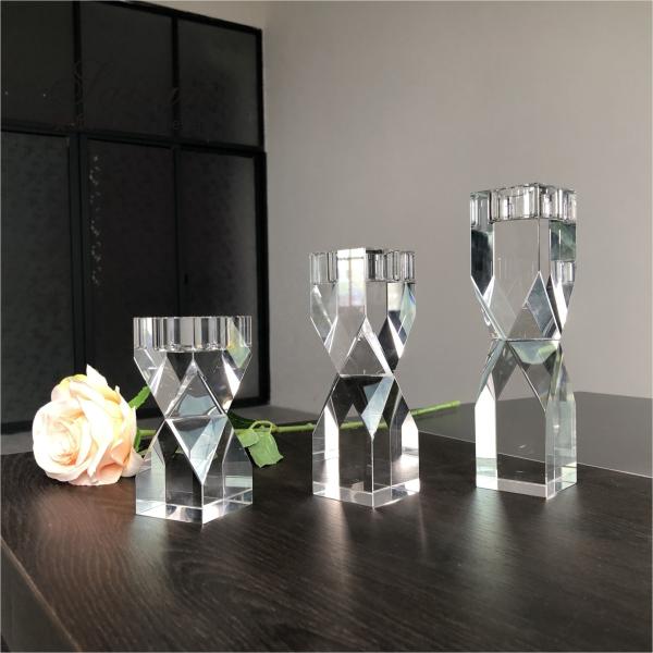 Brilhante corte de casamento Votive Candlestick Holders Tealight Cristal Candelabra Central de Casamento