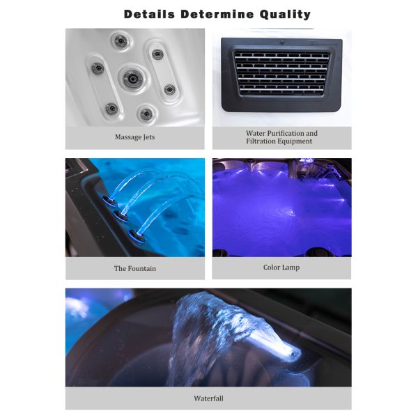 Outdoor Whirlpool Spa with 33 Jets 2000mm*2000mm*830mm Size and 3KW Heater Hot Tub