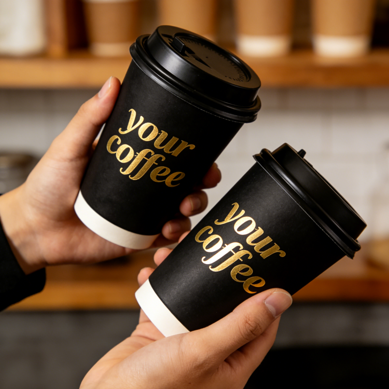 Custom Logo Printing Double Wall Coffee Paper Cup with Food Grade Material for Eco-Friendly Disposable Use