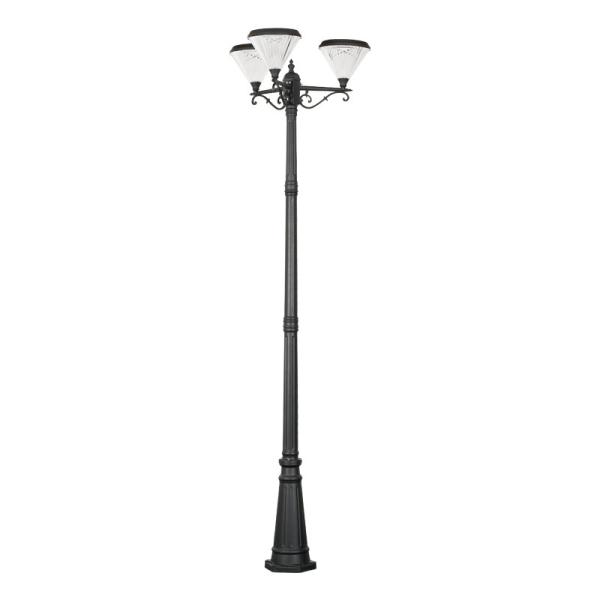 All In One Solar Landscape Lighting Garden Pathway 3 Head Outdoor Post Light