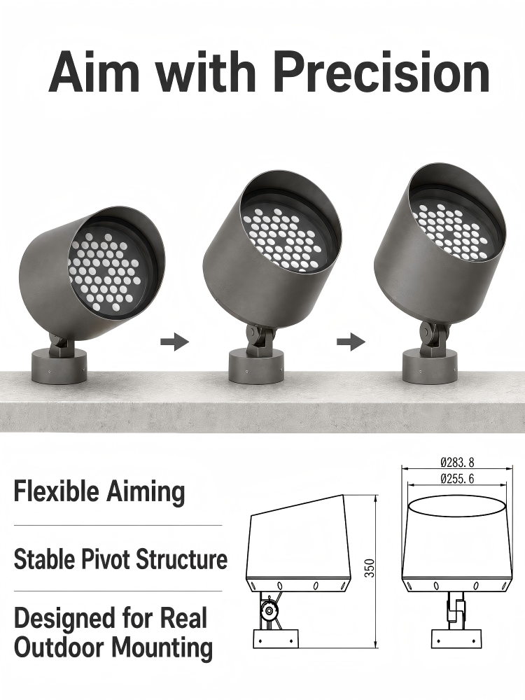 100W Outdoor Multi Mount LED Flood Lights Adjustable Vertical Rotation Exterior Lighting
