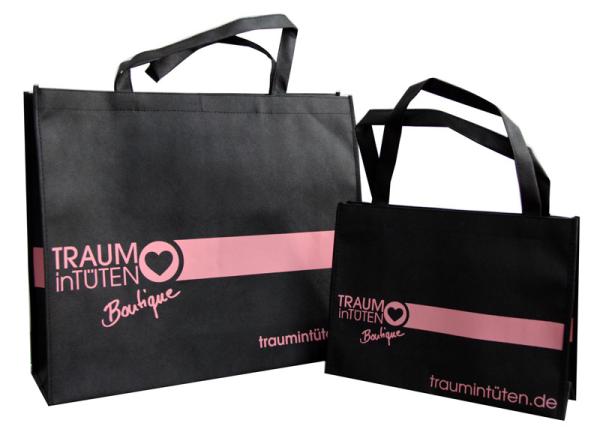 120gms Black Non Woven Carry Bag Silk Screen Printing Pink Logo for lady garment accesories