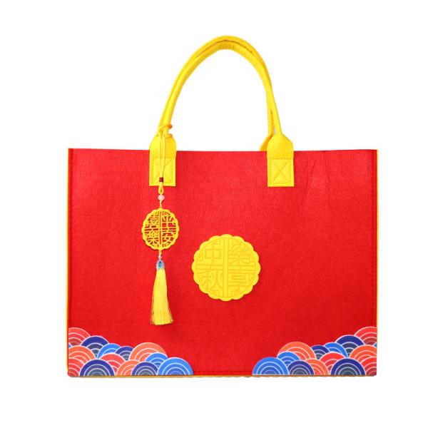 Eco Friendly Custom Logo Women'S Large Capacity Grocery Felt Bag Reusable Colorful Felt Shopping Tote Bags For Shopping