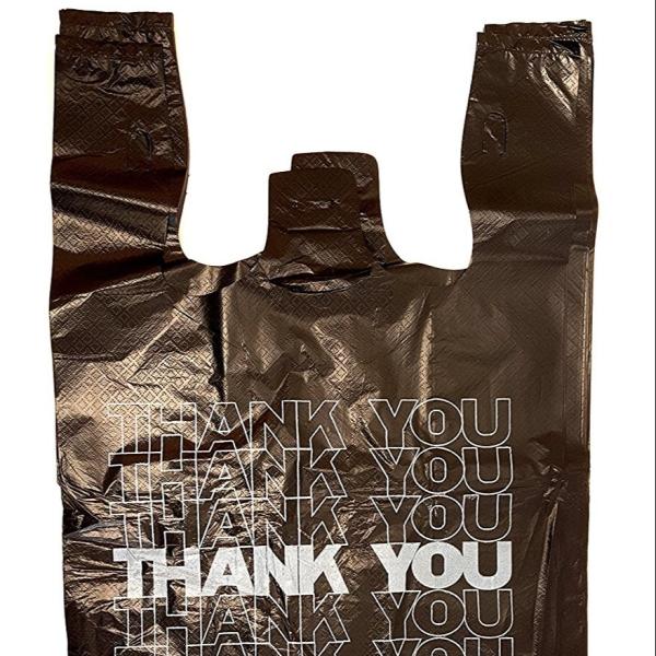 Saco de plástico material do HDPE, obrigado que o t-shirt realiza o preto dos sacos 18 mícrons – 500 sacos pelo caso
