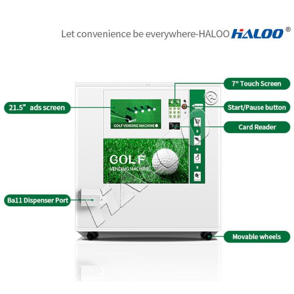 Haloo 22 inch advertising intelligent high-definition screen outdoor golf vending machine with large capacity automatic serve