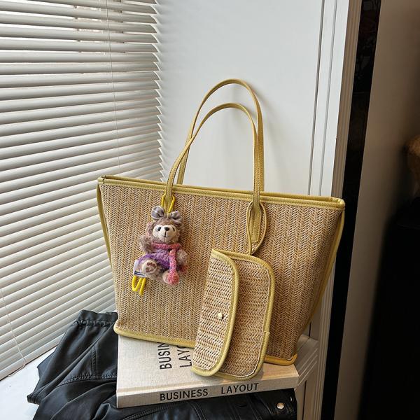 Crochet Raffia Pouch Clutch Stylish Straw Wicker Beach Bag For Summer Weddings Parties Bag Mesh Luxury Women Handmade Handbags Raffia Beach Market Shopping Bag