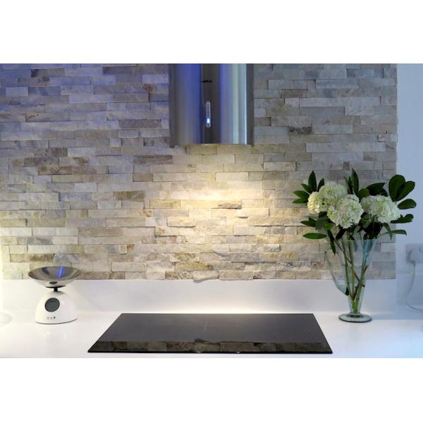 Cream / White Quartz Mosaic Tiles Backsplash , Natural Stone Bathroom Mosaic Wall Tile
