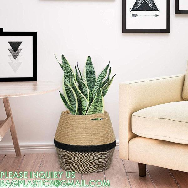 Home Decoration Basket For Plants Cotton Rope Woven Rattan Flower Pots Planter Cotton Rope Woven Rattan Flower Pots