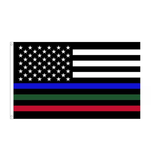 Digital Printing Polyester American Flag 3x5 Ft Thin Blue Yellow Red Green Gray Line Flags