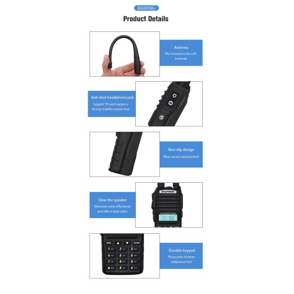 220g Black UV82 8W BAOFENG Dual Band 2 Way Walkie Talkie UV-82 and Top Selling Radio