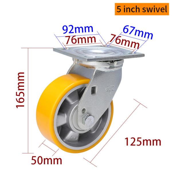420kg Plate Aluminum 5 Inch Heavy Duty Caster Wheels With Brakes