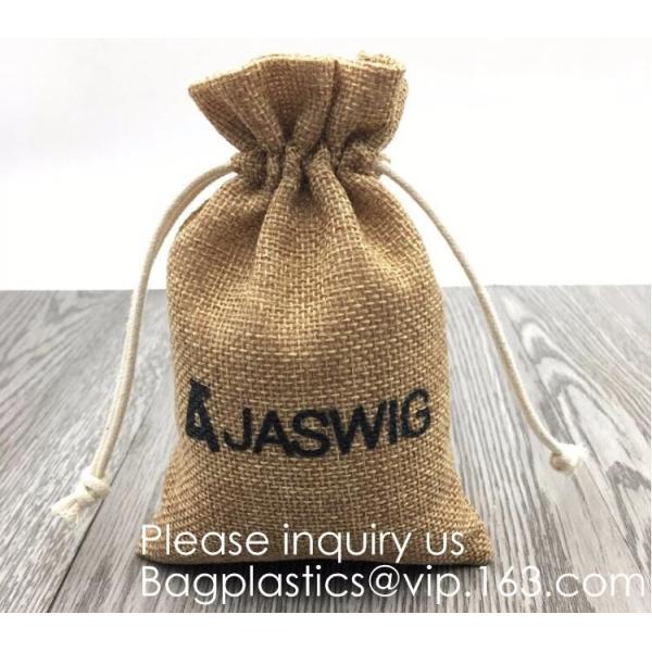 Candy Gift Pouch Bags with String Birthday Wedding Party Gift Jewlery Pouches Party Favor Jute Gift Bags Brown with Whit