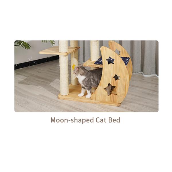 Transform Your Cattery with this Wood Cat Cradle Bed and Sisal Scratch Posts