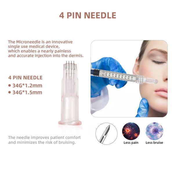 4-Pin Microneedle Roller – Ideal for Skin Repair, Professional Quality, Pain-Free