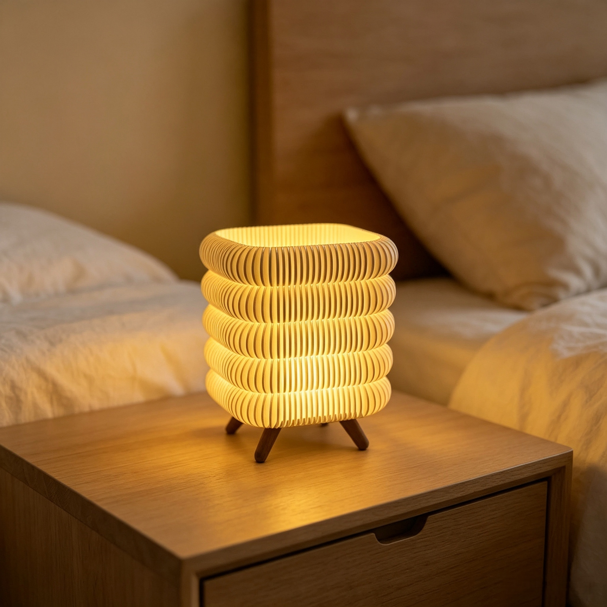 Rippled Stacked 3d Print Light  Cube Warm Bedroom Glow Lighting Fixtures