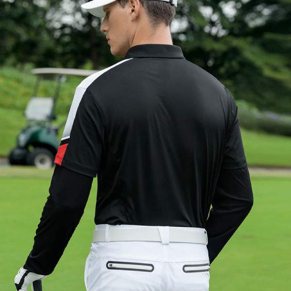 Custom Men Long Sleeve Golf T-Shirt Quick Dry Stretch Performance Athletic Tee Custom Logo OEM