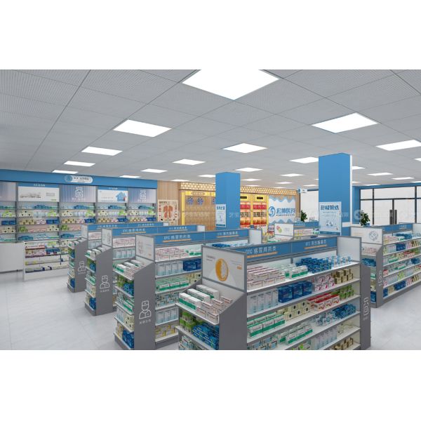 05-QWJYS005 Avant-Garde Minimalist Pharmacy Display Shelves Medicine Shop Decoration for Pharmacy Shop Interior Design
