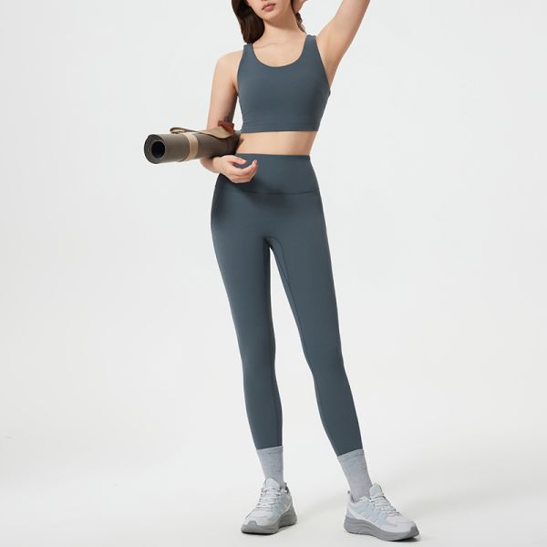 High Support Yoga Sports Bra Leggings Set Nylon Blend for Women