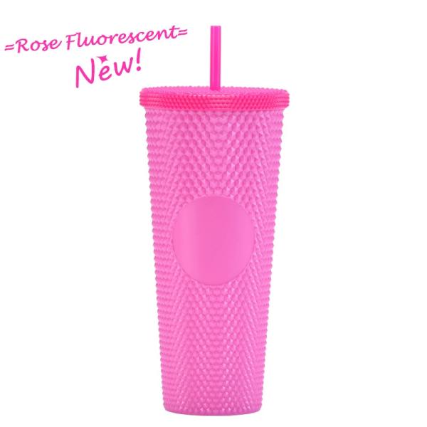 Factory Direct Supply Double-layer Plastic Straw Cup, Large Capacity Creative 710ml Durian Cup, Prickly Cup, Portable Diamond Cup