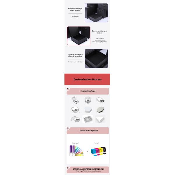 Paper jewelry Gift Box Packaging Eco Friendly Cardboard black Magnetic Jewelry Box