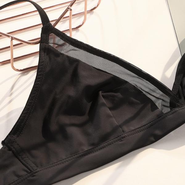 ODM Plus Size Bra Sets Strapless 18-35 Years Women'S Brief Sets Black Lingerie