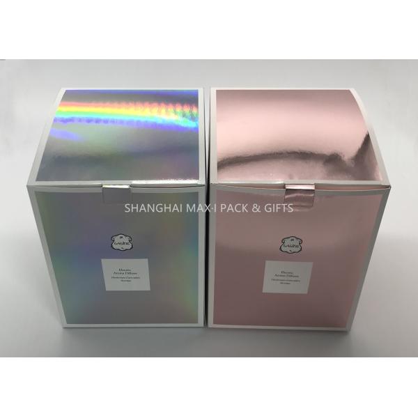 Pink Folding Cardboard Gift Boxes , Gold Foil Gift Boxes Holographic Advertising Display