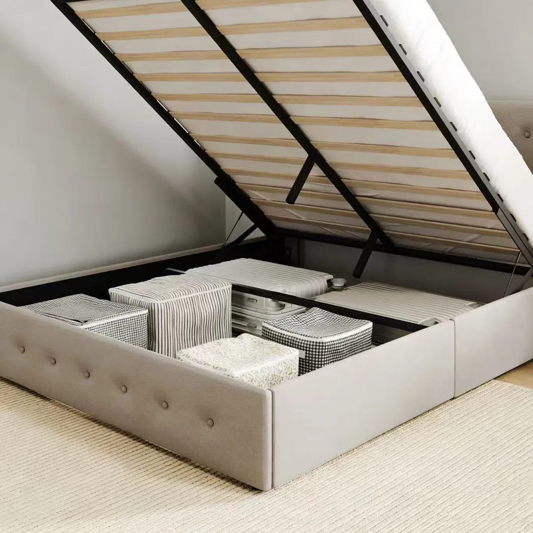 Minimalist Button-Tufted Ottoman Bed