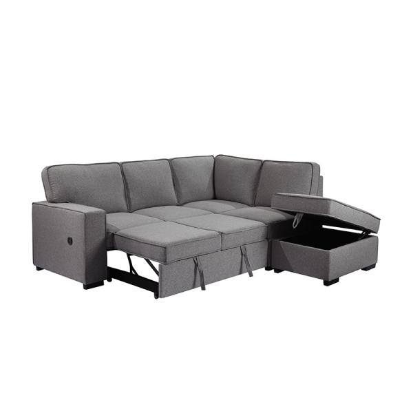 Modern design luxury living room villa hotel grey sofa furniture fabric 2P+Chaise sofa with storage set couch sofa bed