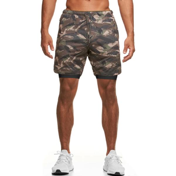 Custom Logo Double Layers Fitness Sportswear Mens Workout Compression Running Gym Shorts