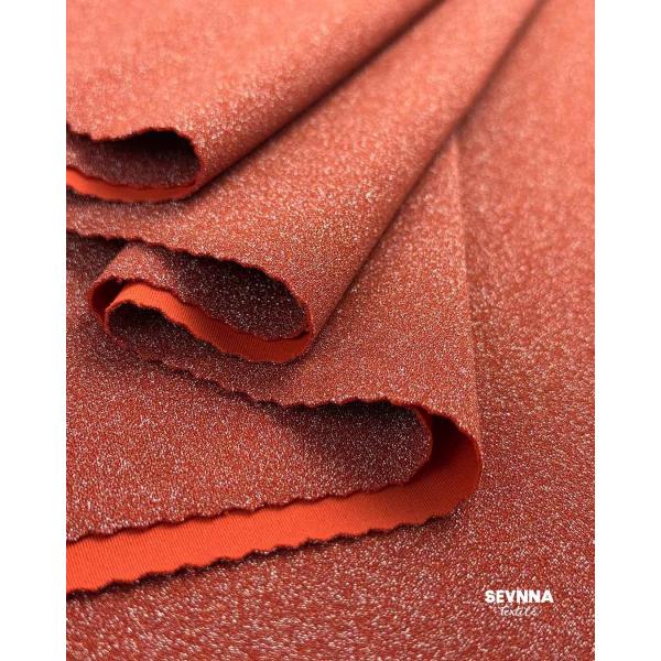 Tejido de punto doble de 230 g/m con nailon reciclado y acabado metálico para verano y otoño