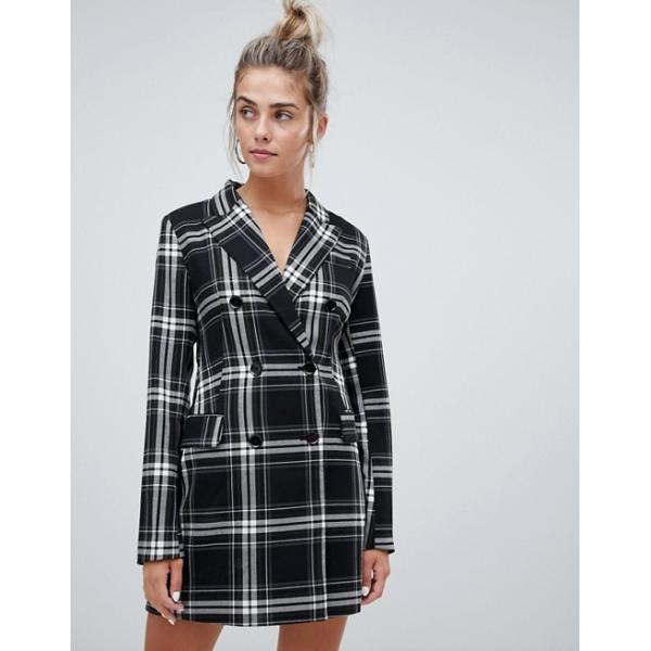 OEM high quality girls multi check print blazer dress