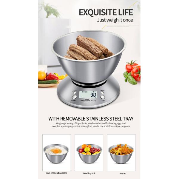 254*85*27 mm Stainless Steel High Accuracy Electronic Digital Kitchen Weight Scale with 5kg Maximum Weight Recommendation