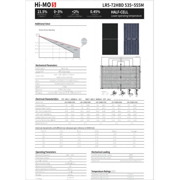 Двусторонние фотоэлектрические модули LONGi Half Cut Longi Solar 555W 535W 540W 545W 550W