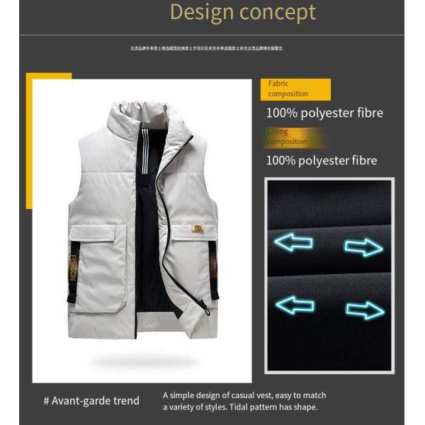 Men's Thickened Cotton Vest with Jacquard Pattern Regular Length No Hooded Winter 2024
