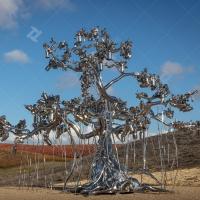 Sculpture en acier inoxydable L7,6 m Arbre de personnes poli miroir