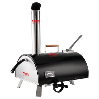 Forno de pizza semiautomático giratório de 12 de madeira de prata mate / preto